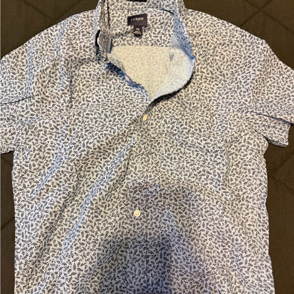 J. Crew White and Blue Floral Men's Shirt